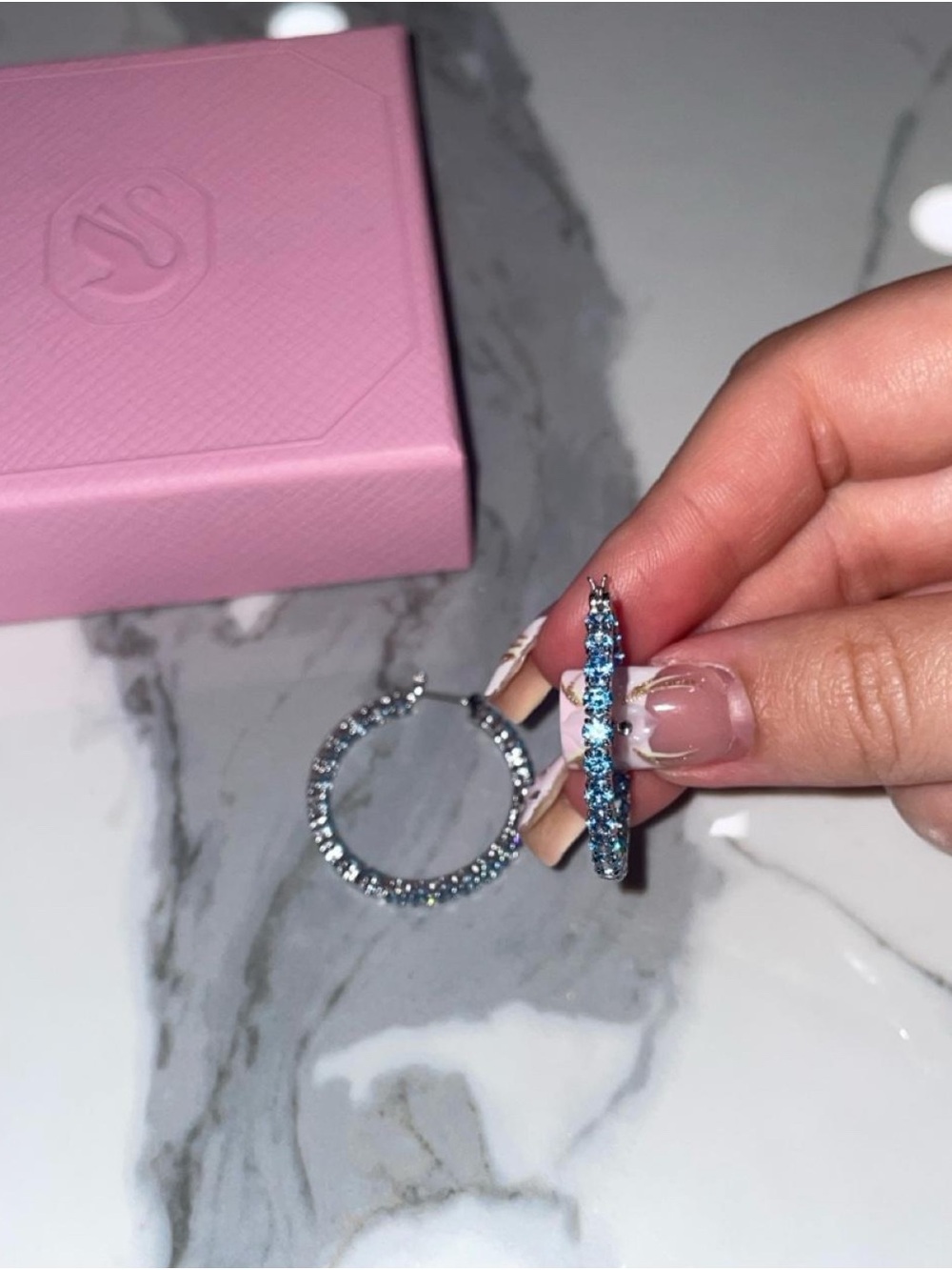Swarovski Matrix Blue Crystal Hoop Earrings